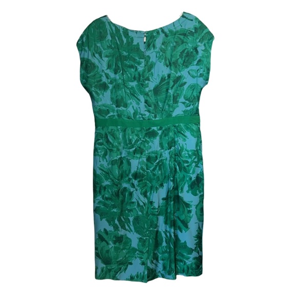 Boden Green Blue Floral Sleeveless Dress US Size 14L Silk Blend New Without Tag - Picture 3 of 5